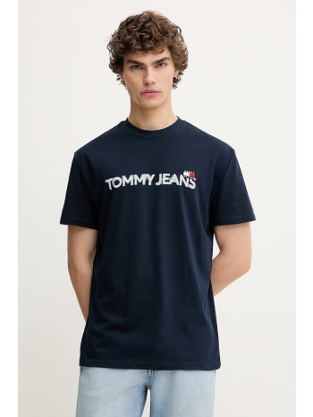 βαμβακερό μπλουζάκι tommy jeans ανδρικό, χρώμα ναυτικό