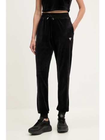 βελούδινο παντελόνι φόρμας guess couture χρώμα μαύρο