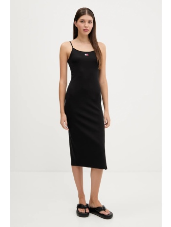 φόρεμα tommy jeans χρώμα μαύρο, dw0dw21170 95% βαμβάκι, 5%