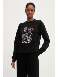 βαμβακερή μπλούζα karl lagerfeld γυναικεία, χρώμα: μαύρο, a3w20065 100% βαμβάκι