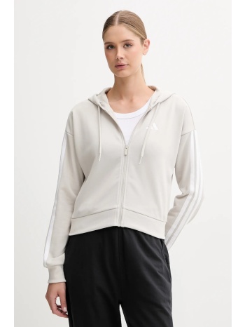 μπλούζα adidas essentials χρώμα μπεζ, με κουκούλα, jw1821