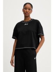 βαμβακερό μπλουζάκι karl lagerfeld χρώμα: μαύρο, a3w17019 100% οργανικό βαμβάκι