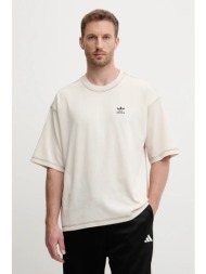 βαμβακερό μπλουζάκι adidas originals essentials ανδρικό, χρώμα: μπεζ, jw0970 κύριο υλικό: 100% βαμβά