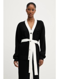 ζακέτα από μίγμα μαλλιού karl lagerfeld γυναικεία, χρώμα: μαύρο, a3w18026 95% βαμβάκι, 5% κασμίρι