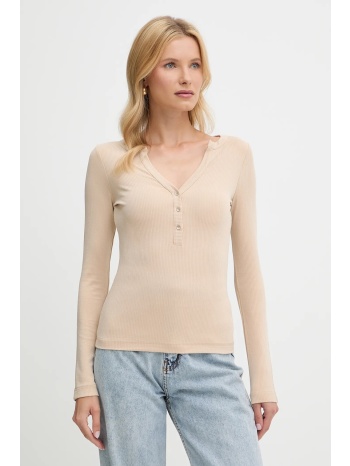 μακρυμάνικο guess lena χρώμα μπεζ, w5yp12 kctc2 59%