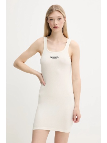 φόρεμα guess jeans χρώμα μπεζ, w5yk0i ka0h1 98% βαμβάκι