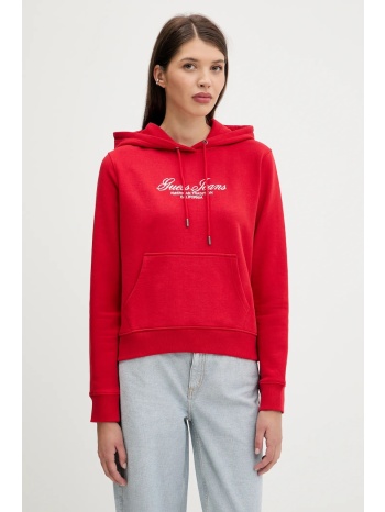 βαμβακερή μπλούζα guess jeans γυναικεία, χρώμα κόκκινο, με