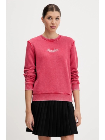 βαμβακερή μπλούζα guess jeans γυναικεία, χρώμα κόκκινο