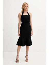 φόρεμα guess sofie χρώμα: μαύρο, w5yk39 z2xy0 85% βισκόζη, 13% πολυεστέρας, 2% ελαστάν