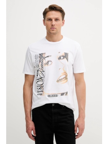 βαμβακερό μπλουζάκι guess ανδρικό, χρώμα άσπρο, m5yi68