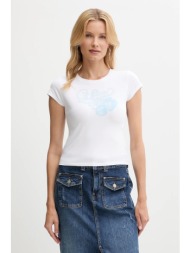 μπλουζάκι guess χρώμα: άσπρο, w5yi29 k49a1 57% βαμβάκι, 38% modal, 5% ελαστάν