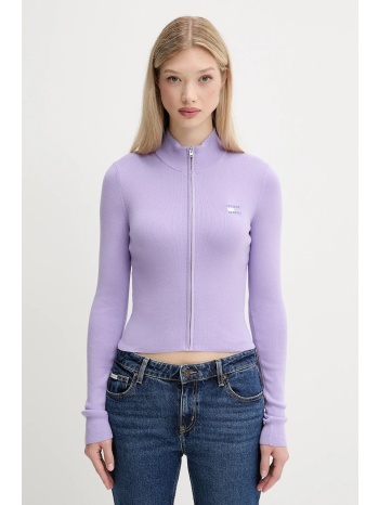 πλεκτή ζακέτα tommy jeans χρώμα μοβ, dw0dw20967 65%