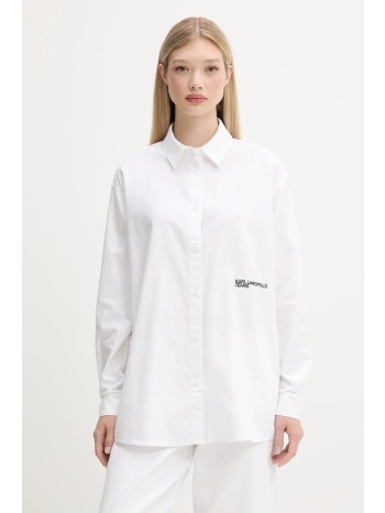 βαμβακερό πουκάμισο karl lagerfeld jeans χρώμα άσπρο