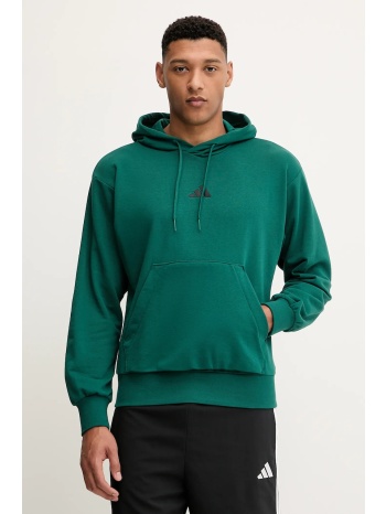 μπλούζα adidas feelcozy χρώμα πράσινο, με κουκούλα, je3841