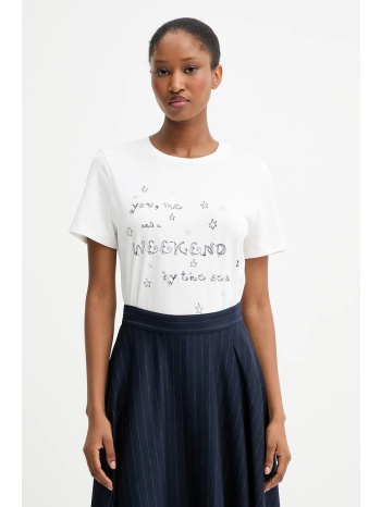 βαμβακερό μπλουζάκι weekend max mara ara χρώμα άσπρο