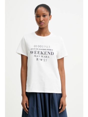 βαμβακερό μπλουζάκι weekend max mara guglia χρώμα άσπρο