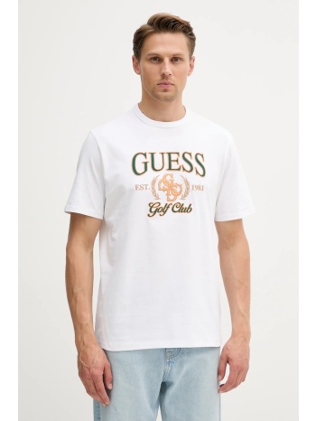 βαμβακερό μπλουζάκι guess 4g ανδρικό, χρώμα άσπρο, m5yi22