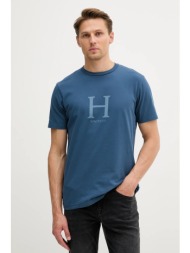 βαμβακερό μπλουζάκι hackett london ανδρικό, χρώμα: μπλε, hm5000002 100% βαμβάκι