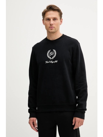 βαμβακερή μπλούζα karl lagerfeld χρώμα μαύρο, a3m44001