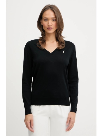 βαμβακερό πουλόβερ polo ralph lauren χρώμα μαύρο