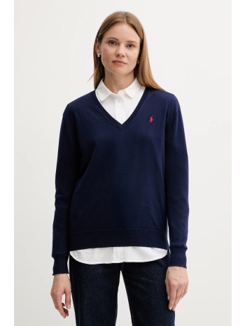 βαμβακερό πουλόβερ polo ralph lauren χρώμα ναυτικό μπλε