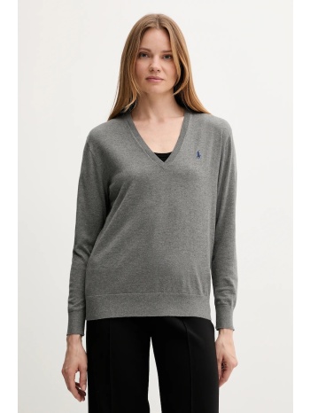 βαμβακερό πουλόβερ polo ralph lauren χρώμα γκρι, 211972105