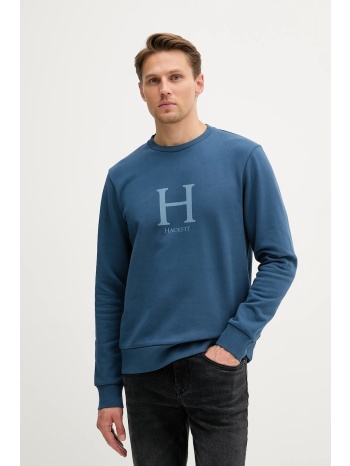 βαμβακερή μπλούζα hackett london χρώμα μπλε, hm5800002