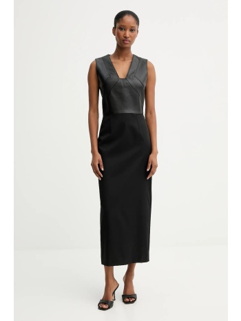 φόρεμα από μείγμα μαλλιού boss χρώμα μαύρο, 50543504