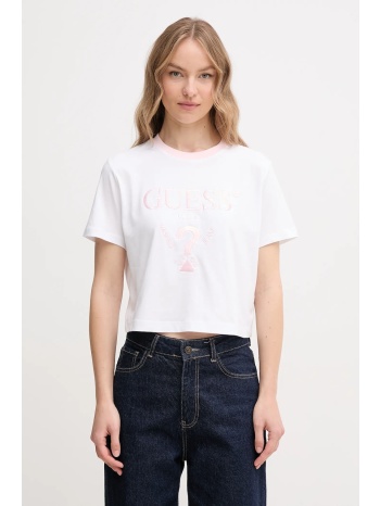 βαμβακερό μπλουζάκι guess filanta χρώμα άσπρο, v5gi18