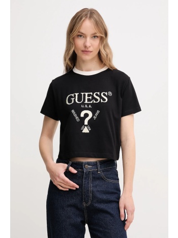 βαμβακερό μπλουζάκι guess filanta χρώμα μαύρο, v5gi18