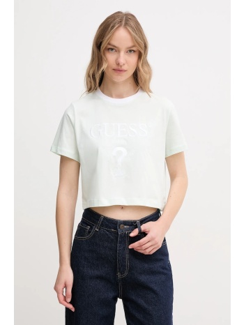 βαμβακερό μπλουζάκι guess filanta χρώμα πράσινο, v5gi18