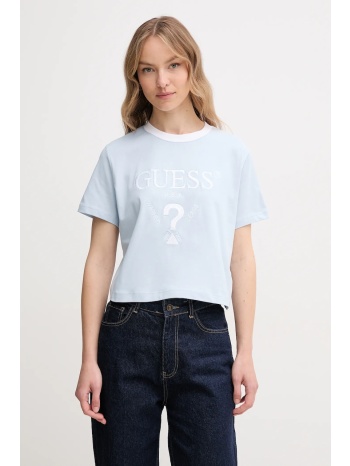 βαμβακερό μπλουζάκι guess filanta χρώμα μπλε, v5gi18 i3z14