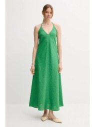 λινό φόρεμα united colors of benetton χρώμα: πράσινο, 4aghdv0bf 100% λινό