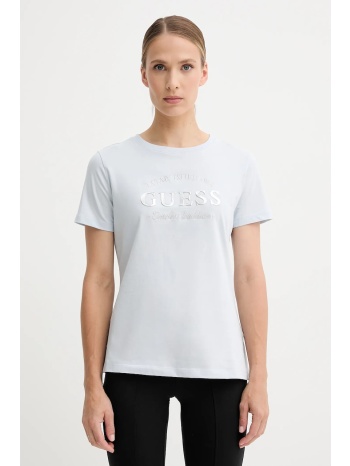 βαμβακερό μπλουζάκι guess nina χρώμα μπλε, v5yi12 j1314