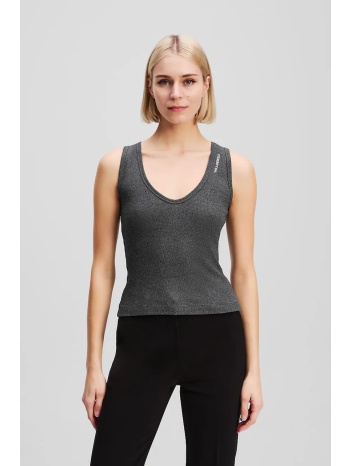 μπλουζάκι karl lagerfeld χρώμα γκρι, a3w17117 97% βαμβάκι