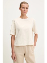 βαμβακερό μπλουζάκι guess peony χρώμα: μπεζ, v5yi10 i3z14 100% βαμβάκι