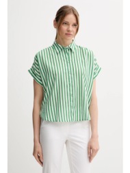 πουκάμισο με μείγμα από λινό united colors of benetton χρώμα: πράσινο, 58i5dq08m 70% βαμβάκι, 30% λι