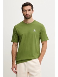 βαμβακερό μπλουζάκι adidas originals trefoil essential ανδρικό, χρώμα: πράσινο, jv5938 100% βαμβάκι