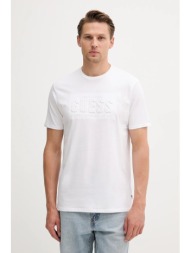 βαμβακερό μπλουζάκι guess ανδρικό, χρώμα: άσπρο, m5yi44 kbw41 100% βαμβάκι