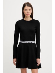 φόρεμα karl lagerfeld jeans χρώμα: μαύρο, a3w13009 67% βισκόζη, 28% πολυαμίδιο, 5% ελαστάν
