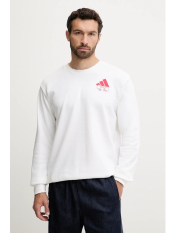μπλούζα adidas food noodle graphic sweatshirt χρώμα άσπρο