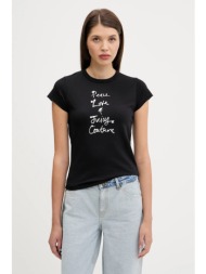 μπλουζάκι juicy couture peace love and juicy hilton t-shirt χρώμα: μαύρο, jcnct225458 95% βαμβάκι, 5