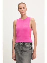 γιλέκο adidas originals fluffy vest χρώμα: ροζ, jw3648 100% πολυαμίδιο