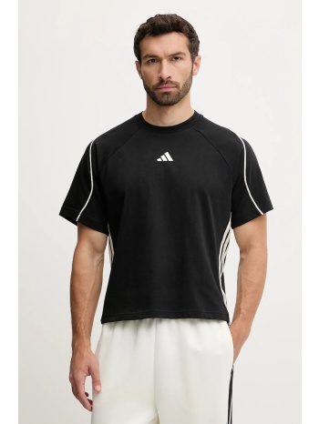 βαμβακερό μπλουζάκι adidas stadium ανδρικό, χρώμα μαύρο