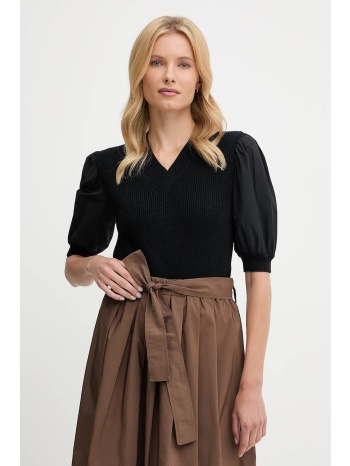 πουλόβερ mm maine χρώμα μαύρο, 2526366057600 92% βαμβάκι