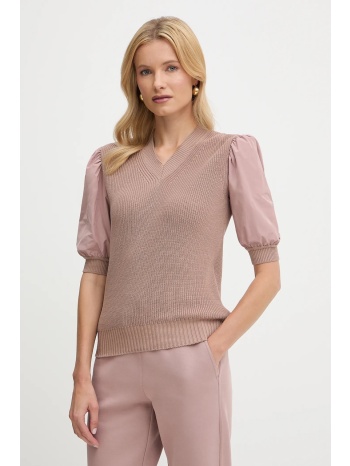 πουλόβερ mm maine χρώμα καφέ, 2526366057600 92% βαμβάκι