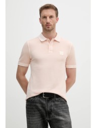 βαμβακερό μπλουζάκι πόλο united colors of benetton ανδρικό, χρώμα: πορτοκαλί, 3089u302d 100% βαμβάκι