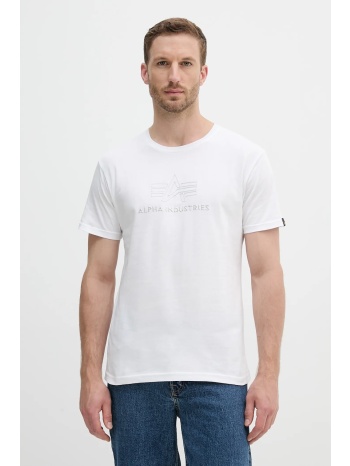 βαμβακερό μπλουζάκι alpha industries ανδρικό, χρώμα άσπρο