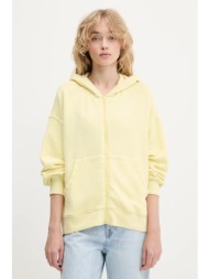 μπλούζα american vintage χρώμα: κίτρινο, με κουκούλα, yti03ae25 98% βαμβάκι, 2% ελαστάν