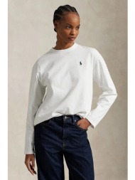 βαμβακερή μπλούζα με μακριά μανίκια polo ralph lauren χρώμα: άσπρο, 211967105 100% βαμβάκι